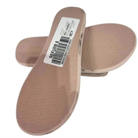 Michael Kors MK Logo Rhinestone Pool Slide Sandals White Gold - Picture 6 of 6